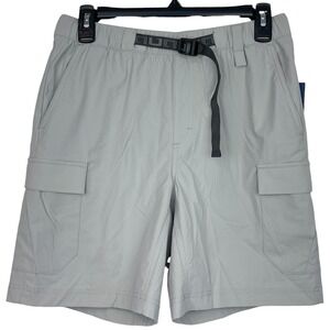 NEW Huk Creekbed Cargo Shorts Mens S Nylon Belted Wicking Fishing Hike Gray $60